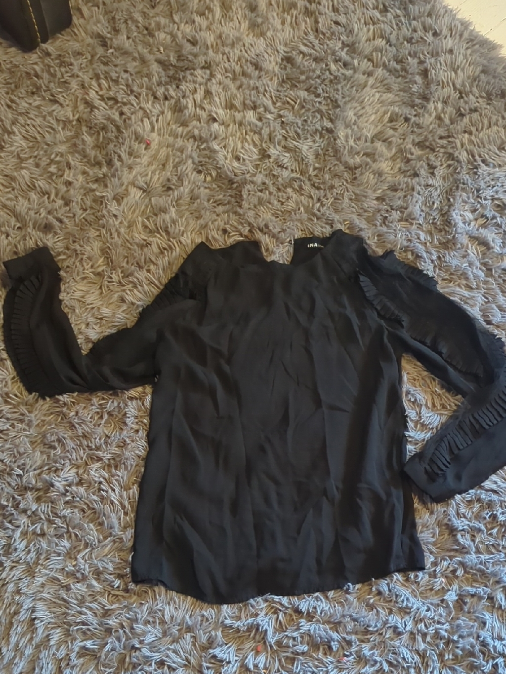 Black Ruffle-Sleeve Blouse - Women Tops